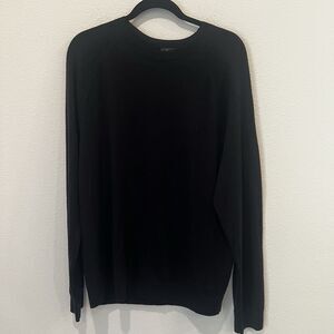 Theory Men’s Dermont Crew P Soft Luster Plus Black Sz XL Merino Wool Minimalist